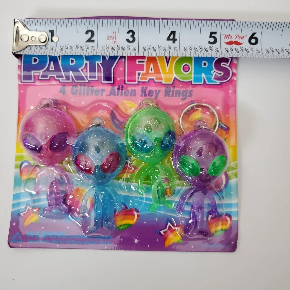 Vintage Lisa Frank Glitter Alien Key Rings New Old Stock Unopened Party Favors